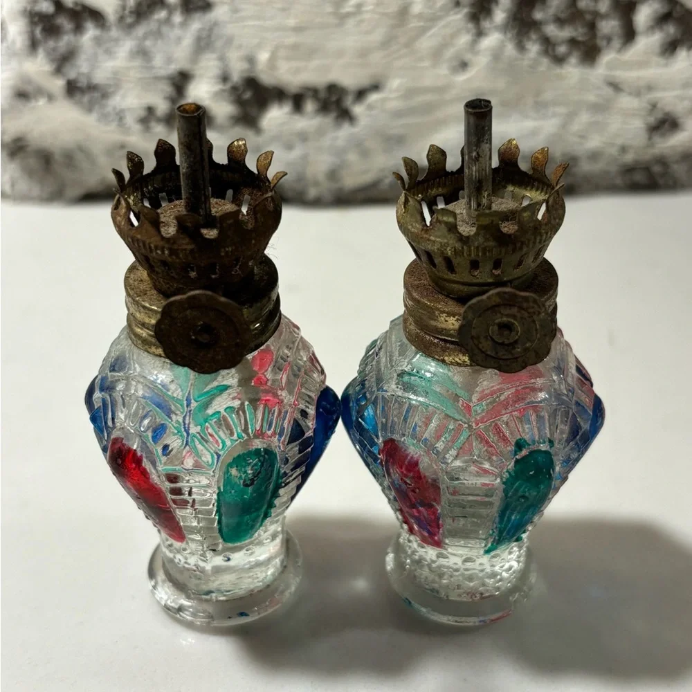 Two Vintage Mini Oil Lamp / Lanterns